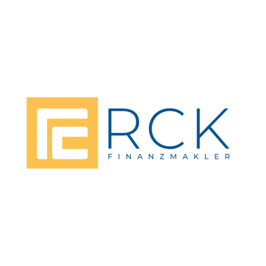 Logo von RCK Finanzmakler in orange und blau.